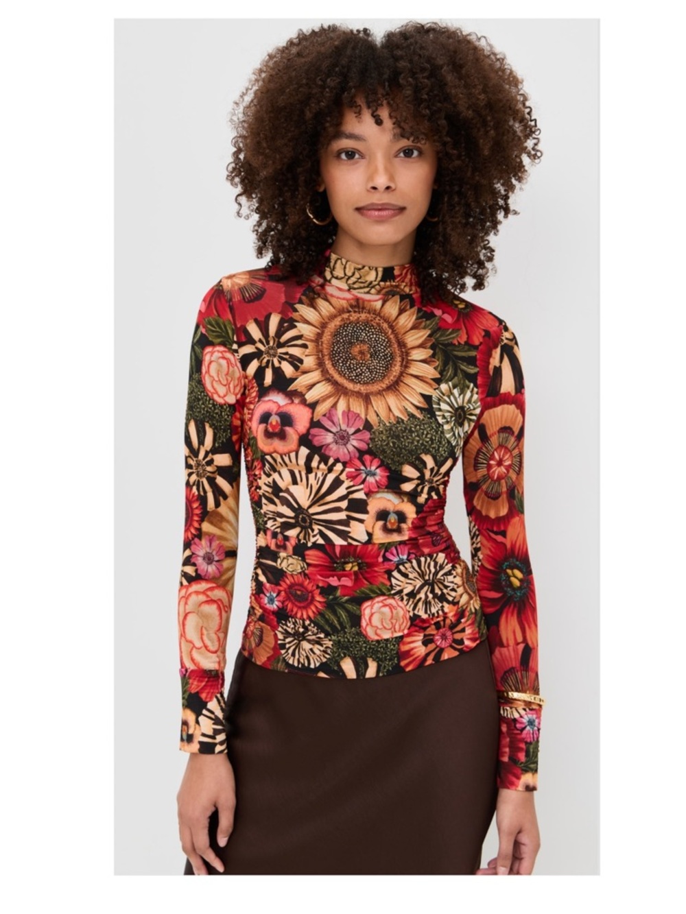 FARM Rio Black Flowershop Ruched Waist Jersey Blouse Size M NWT - Picture 9 of 15